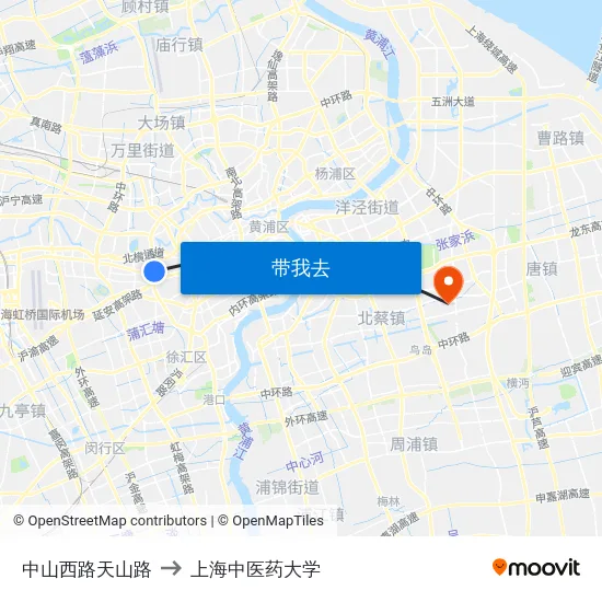 中山西路天山路 to 上海中医药大学 map