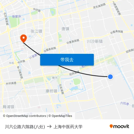 川六公路六陈路(八灶) to 上海中医药大学 map