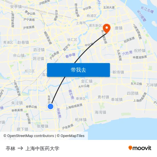 亭林 to 上海中医药大学 map