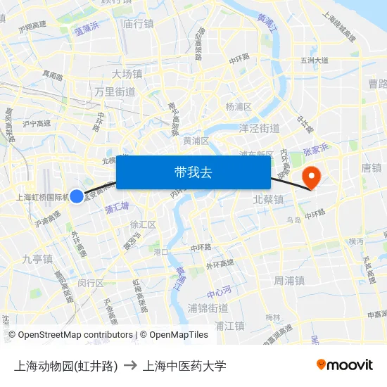 上海动物园(虹井路) to 上海中医药大学 map