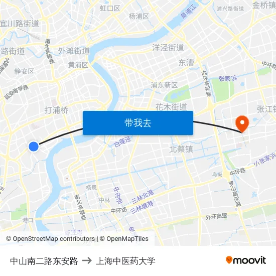中山南二路东安路 to 上海中医药大学 map