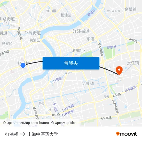 打浦桥 to 上海中医药大学 map
