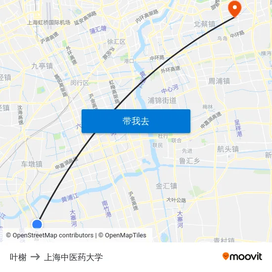 叶榭 to 上海中医药大学 map