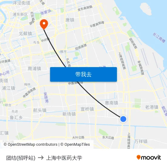 团结(招呼站) to 上海中医药大学 map