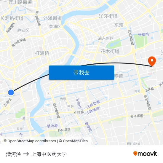 漕河泾 to 上海中医药大学 map
