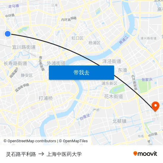 灵石路平利路 to 上海中医药大学 map