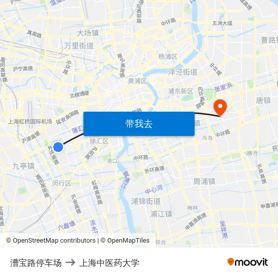 漕宝路停车场 to 上海中医药大学 map