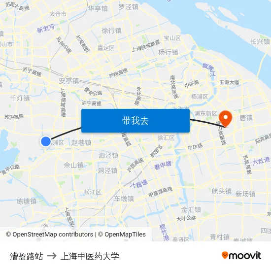 漕盈路站 to 上海中医药大学 map