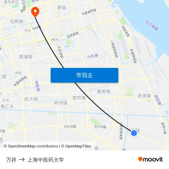 万祥 to 上海中医药大学 map