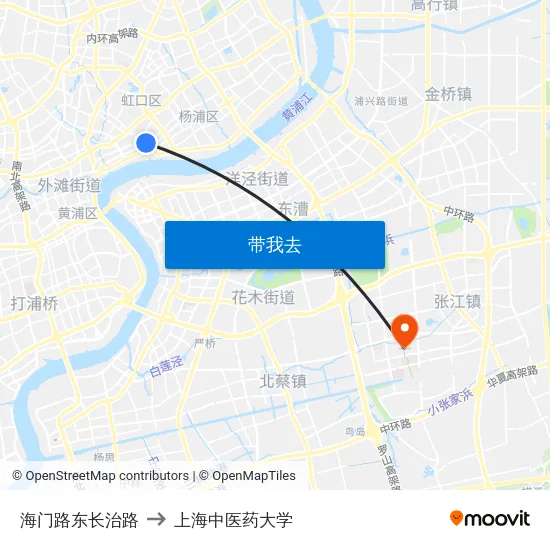 海门路东长治路 to 上海中医药大学 map
