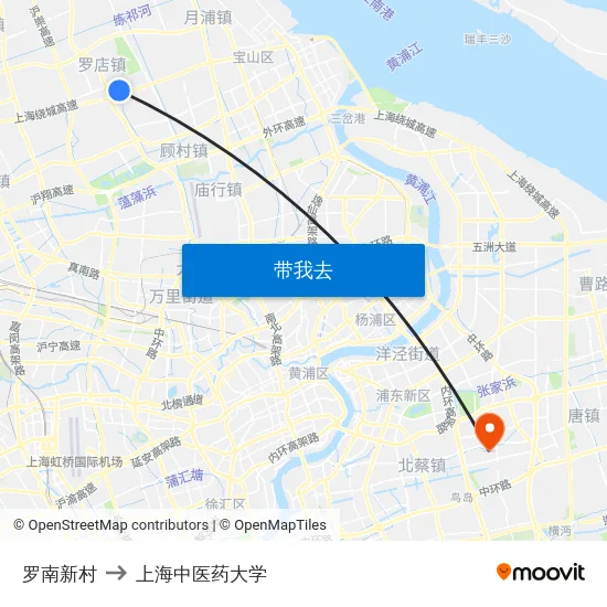 罗南新村 to 上海中医药大学 map