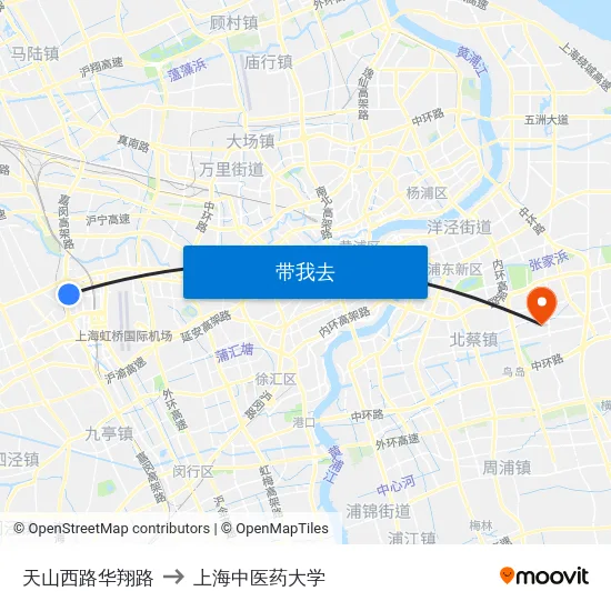 天山西路华翔路 to 上海中医药大学 map