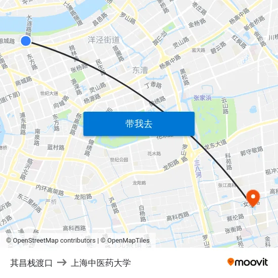 其昌栈渡口 to 上海中医药大学 map