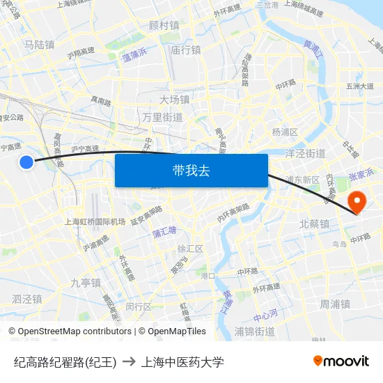 纪高路纪翟路(纪王) to 上海中医药大学 map