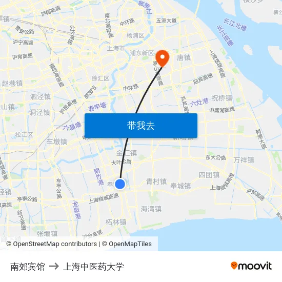 南郊宾馆 to 上海中医药大学 map