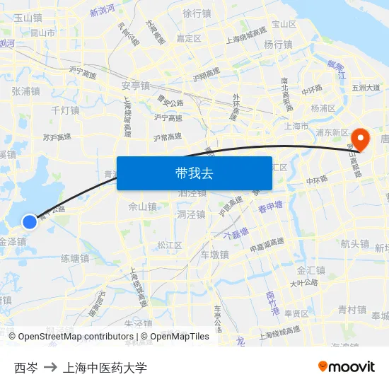 西岑 to 上海中医药大学 map