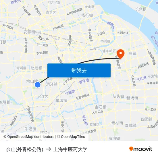 佘山(外青松公路) to 上海中医药大学 map