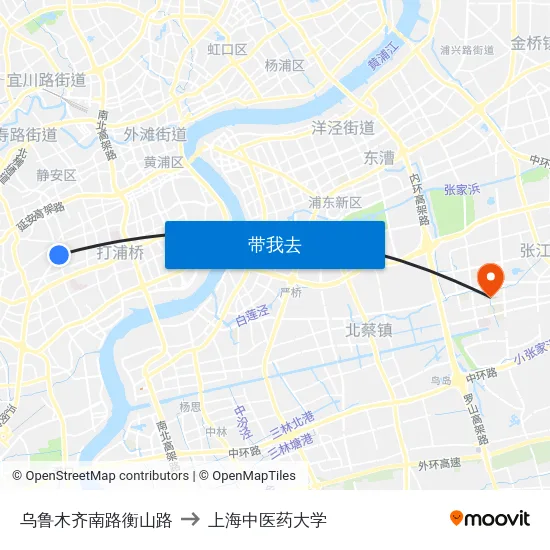 乌鲁木齐南路衡山路 to 上海中医药大学 map