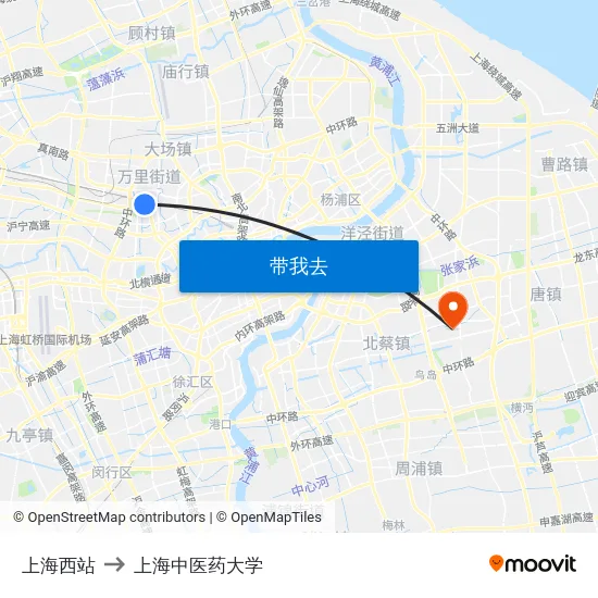 上海西站 to 上海中医药大学 map