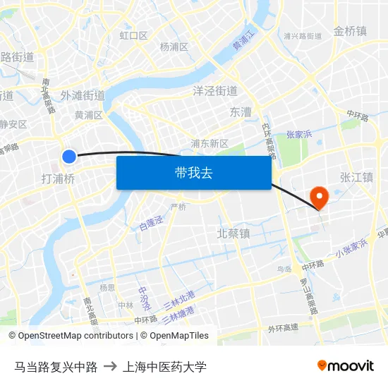 马当路复兴中路 to 上海中医药大学 map