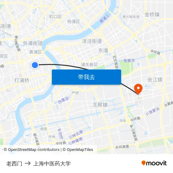 老西门 to 上海中医药大学 map