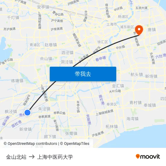 金山北站 to 上海中医药大学 map