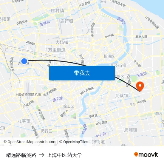 靖远路临洮路 to 上海中医药大学 map