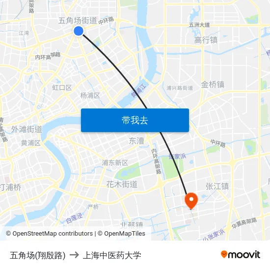 五角场(翔殷路) to 上海中医药大学 map