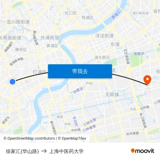 徐家汇(华山路) to 上海中医药大学 map