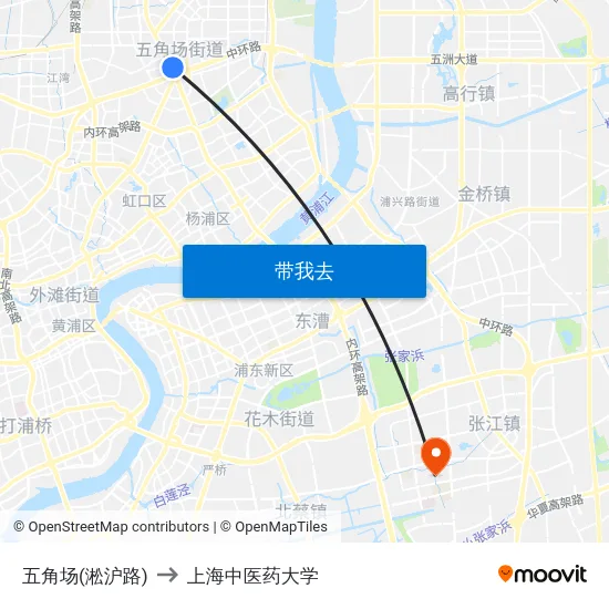 五角场(淞沪路) to 上海中医药大学 map