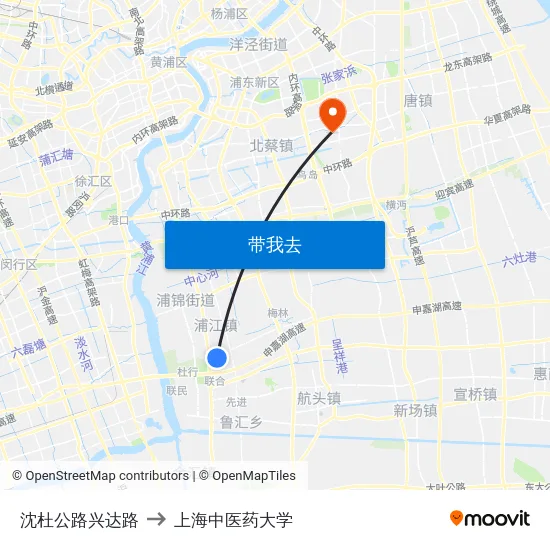 沈杜公路兴达路 to 上海中医药大学 map