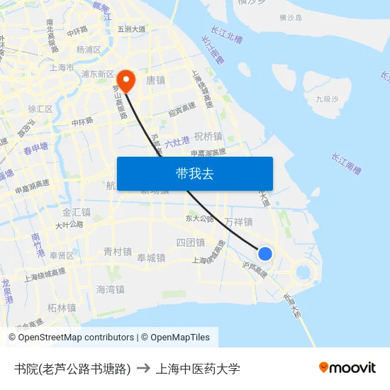 书院(老芦公路书塘路) to 上海中医药大学 map
