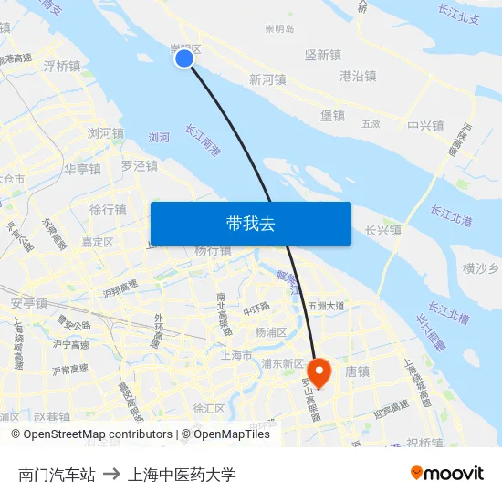 南门汽车站 to 上海中医药大学 map