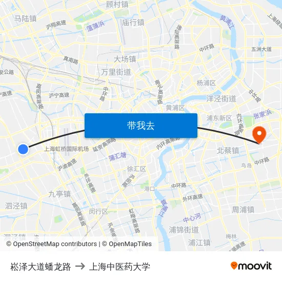 崧泽大道蟠龙路 to 上海中医药大学 map