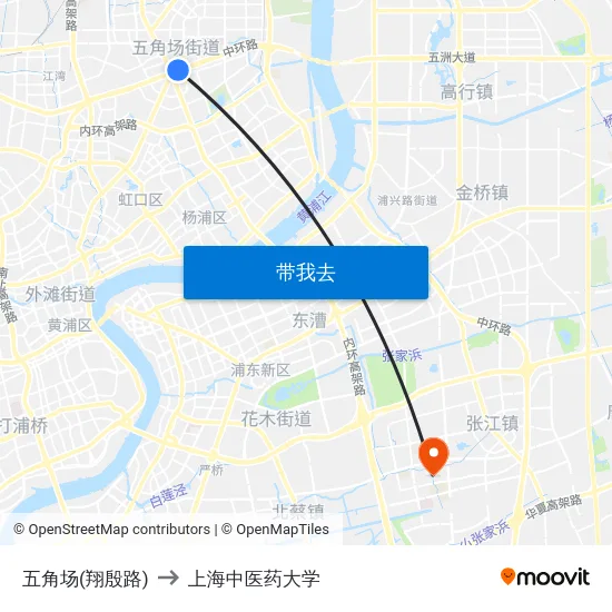 五角场(翔殷路) to 上海中医药大学 map