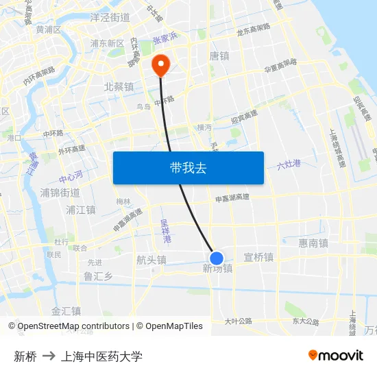 新桥 to 上海中医药大学 map