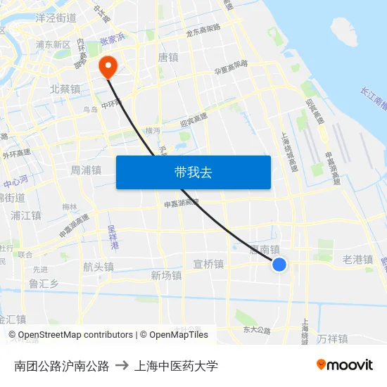 南团公路沪南公路 to 上海中医药大学 map