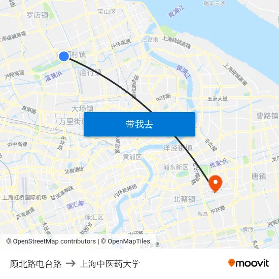 顾北路电台路 to 上海中医药大学 map