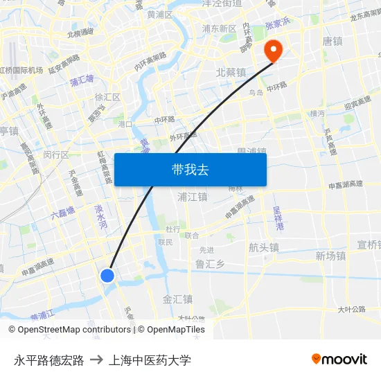永平路德宏路 to 上海中医药大学 map