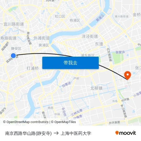 南京西路华山路(静安寺) to 上海中医药大学 map