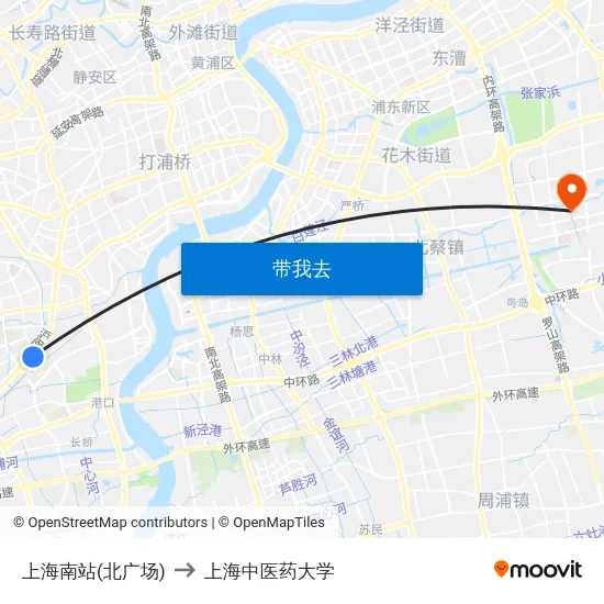 上海南站(北广场) to 上海中医药大学 map