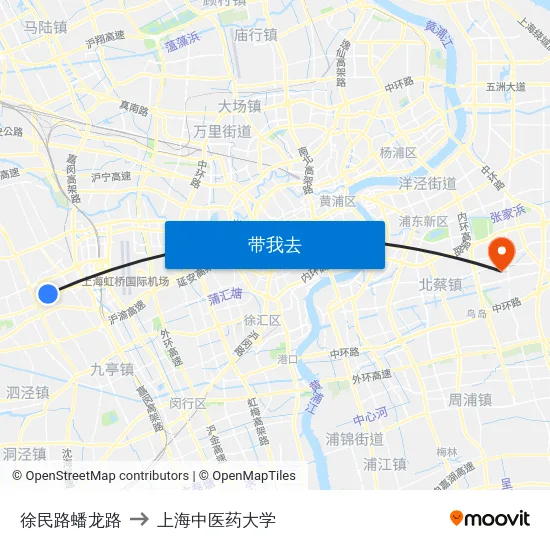 徐民路蟠龙路 to 上海中医药大学 map