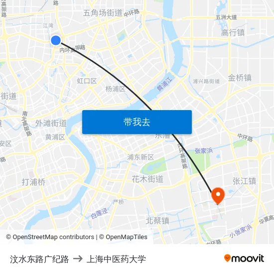 汶水东路广纪路 to 上海中医药大学 map