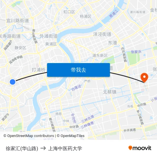 徐家汇(华山路) to 上海中医药大学 map