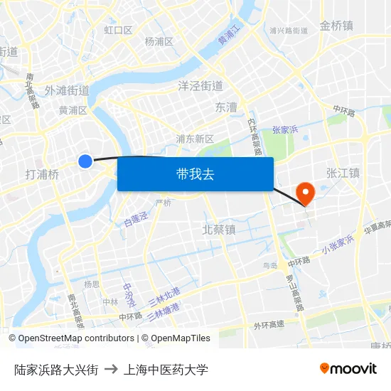陆家浜路大兴街 to 上海中医药大学 map