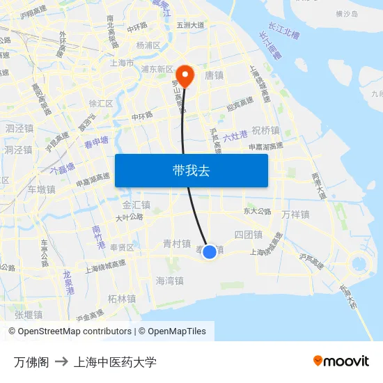 万佛阁 to 上海中医药大学 map