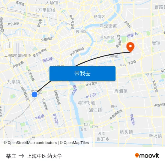 莘庄 to 上海中医药大学 map