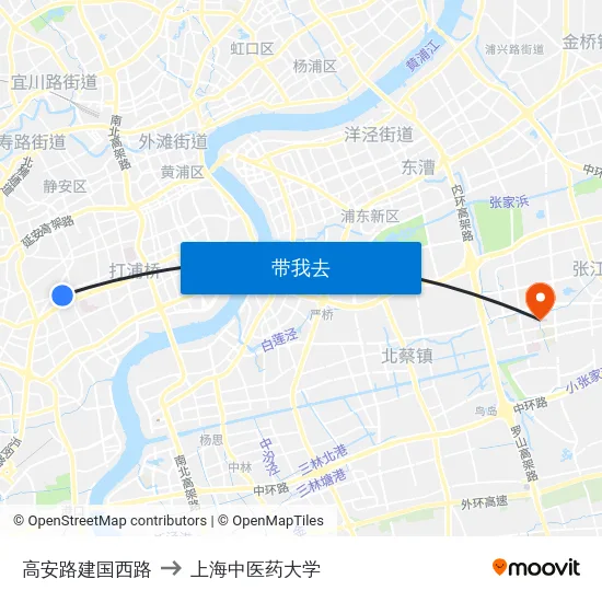 高安路建国西路 to 上海中医药大学 map