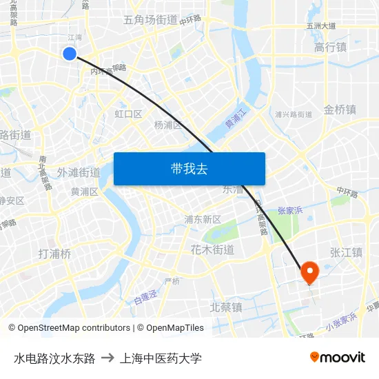 水电路汶水东路 to 上海中医药大学 map