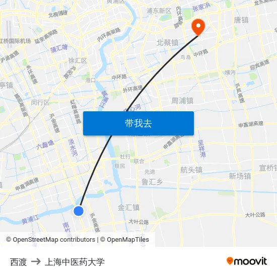 西渡 to 上海中医药大学 map